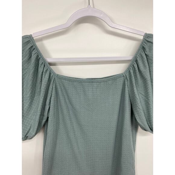 Caution to the Wind Womens Teal Short Sleeve Cropped Blouse NEW Size Small - Picture 3 of 9